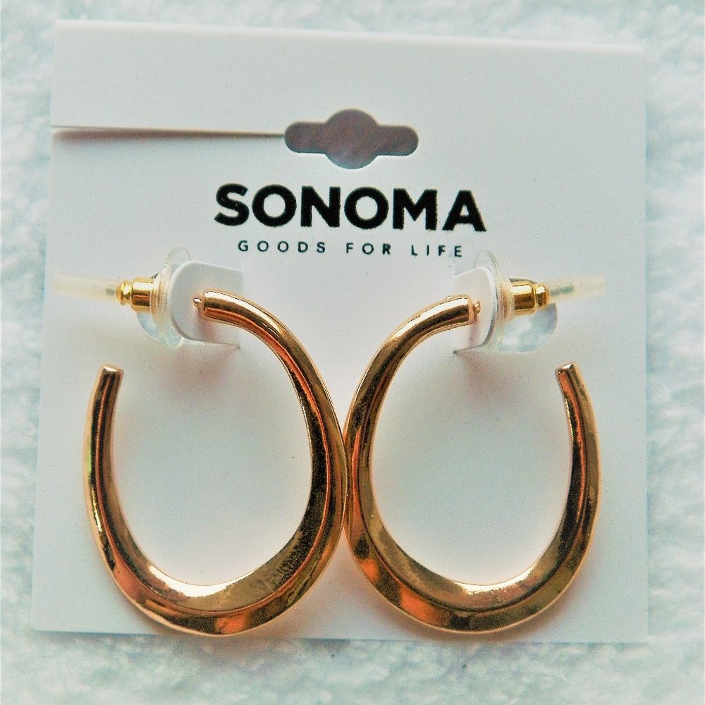 Sonoma Beveled C-Hoop Earrings Gold Tone